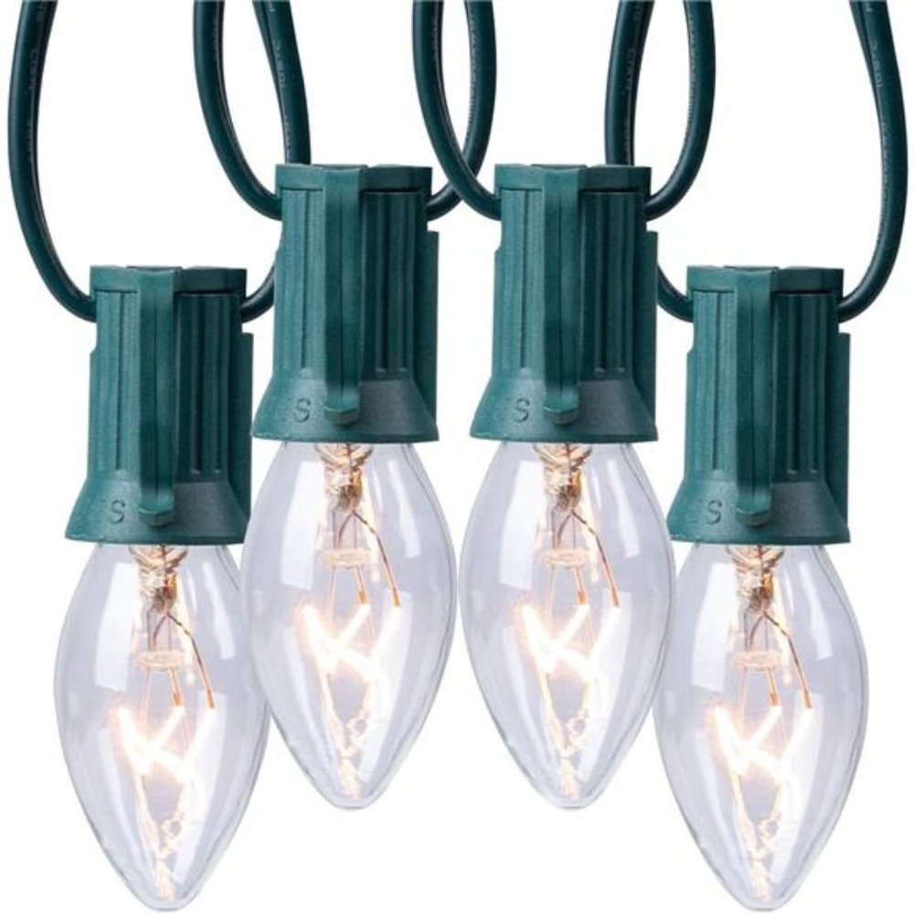 C9 Clear Christmas String Lights, Outdoor Christmas Lights String, 25 Ft